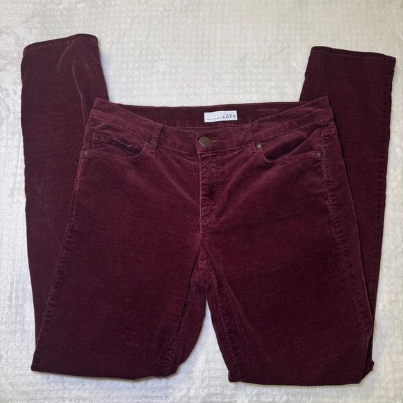 Ann Taylor LOFT Burgundy‎ Velvet Modern Skinny Jean Pants Size 8 - Picture 6 of 8